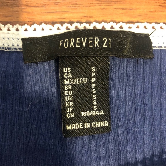 F21 Blue Ribbed Crop Top - Picture 4 of 5